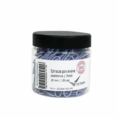 Spinacze okrągłe 28mm VICTORY OFFICE PRODUCTS 6028sm150-081 pastelowe jasnofioletowe metalowepowlekane w słoiku małym 150szt