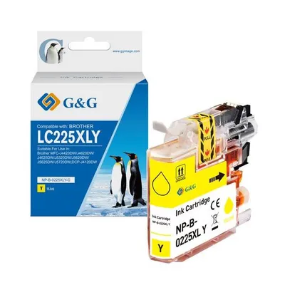 G&g kompatybilny ink / tusz z lc-225xly, yellow, 1200s, np-b-0225xly, dla brother mfc-j4420dw, mfc-j4620dw