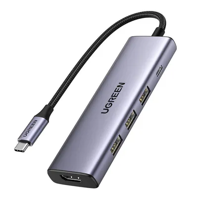 Hub / adapter UGREEN revodok cm511 usb-c do 3x usb, hdmi, usb-c, hdmi 4k 30hz, pd 100w (szary)