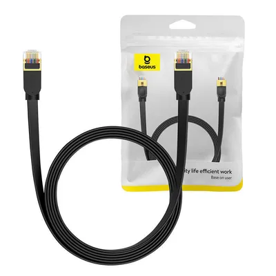 Płaski kabel sieciowy Baseus ethernet rj45, gigabit, cat.7, 3 m (czarny)