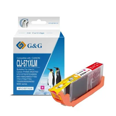 G&g kompatybilny ink / tusz z cli571m xl, magenta, 10,8ml, ml np-c-0cl571xlm, high capacity, canon pixma mg5750, mg5751, mg5752, m