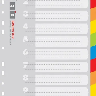 Przekładki a4 OFFICE PRODUCTS mix kolorów karton 170g/m² 10kart