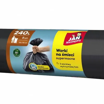 Worki ldpe JAN NIEZBĘDNY czarne 240l 8 szt