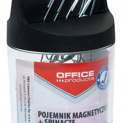 Spinacze okrągłe 26mm OFFICE PRODUCTS metalowe pojemnik plastikowy magnetyczny 100szt
