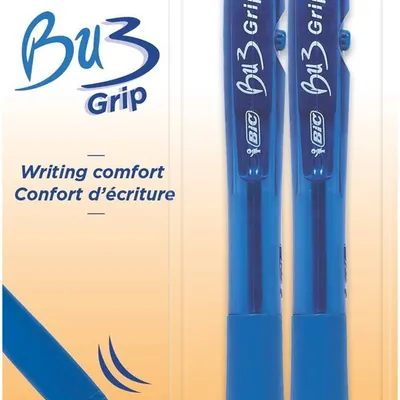 Długopis automatyczny BIC bu3 grip 893224 niebieski 1.0mm blister 2szt