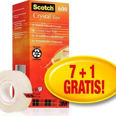 Taśma biurowa 19mmx33M 3m scotch® crystal 6-1933r8 bezbarwna 7+1szt