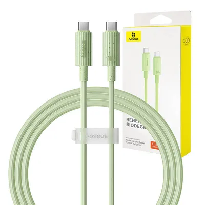 Kabel szybko ładujący Baseus usb-c do usb-c habitat series 100w, 1m (zielony)