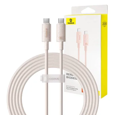 Kabel szybko ładujący Baseus usb-c do usb-c habitat series 100w, 2m (różowy)
