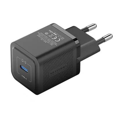 Ładowarka sieciowa, Vention, fepb0-eu, usb-c, 20w, gan (czarna)