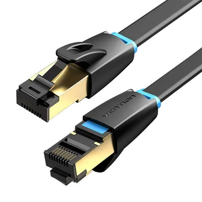 Kabel sieciowy płaski cat8 u/ftp Vention ikcbg rj45 ethernet 40gpbs 1m czarny