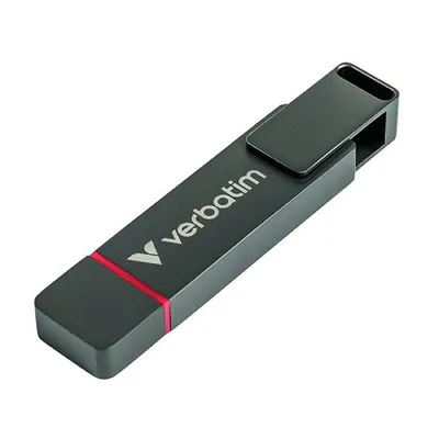 Verbatim usb flash disk, usb c a usb 3.2 gen 1, 512gb, dual quickstick, szary, 32042, usb c, z oczkiem na brelok