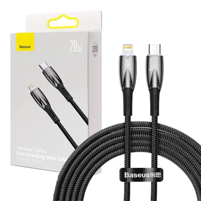 Kabel usb-c do lightning Baseus glimmer, 20w, 2m (czarny)