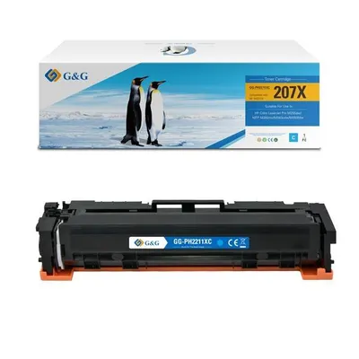 G&g kompatybilny toner z w2211x, cyan, 2450s, nt-ph2211xc, hp 207x, dla hp color laserjet pro m255, mfp m282, m283, n