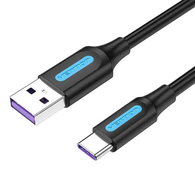 Usb 2.0 a to usb-c cable Vention corbc 5a 0.25m black pvc