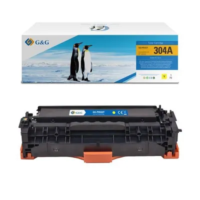 G&g kompatybilny toner z cc532a, ce412a, cf382a, crg118, crg718, crg318, yellow, 2800s, nt-ph532uy, hp 304a, dla hp color laserjet