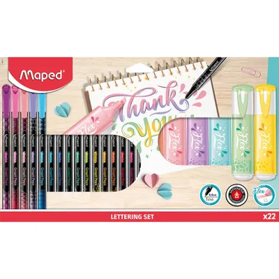 Zestaw do letteringu MAPED 22 elementy pudełko z zawieszką