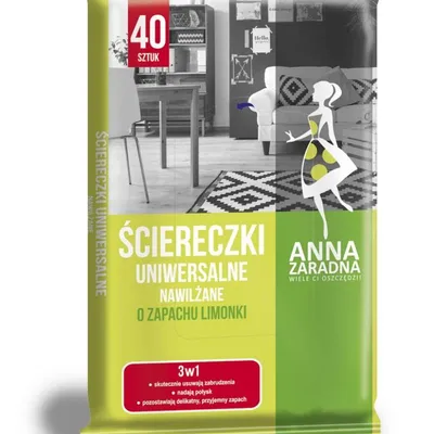 Ściereczki nawilżane uniwersalne ANNA ZARADNA białe o zapachu limonki 40szt
