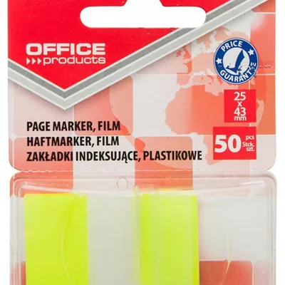 Zakładki indeksujące foliowe 25x43mm OFFICE PRODUCTS żółte 50 szt