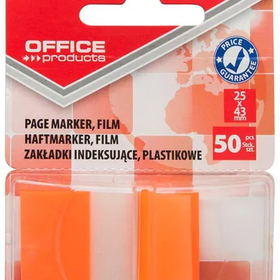 Zakładki indeksujące foliowe 25x43mm OFFICE PRODUCTS pomarańczowe 50 szt