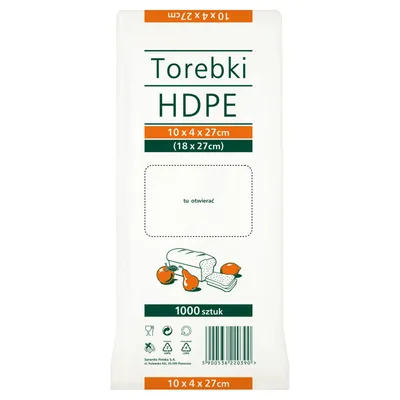 Torebki foliowe 10x4x27cm Sarantis zza174800. hdpe 1000szt
