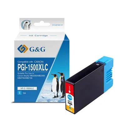 G&g kompatybilny ink / tusz z pgi 1500xl, cyan, np-c-1500xlc/c, dla canon maxify mb2050, mb2350