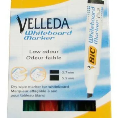 Marker suchościeralny BIC velleda ecolutions 1751 904950 mix*4 ścięta 3.7-5.5mm 4szt