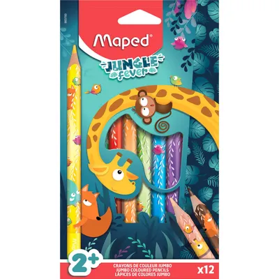 Kredki MAPED jumbo jungle fever trójkątne 12 szt