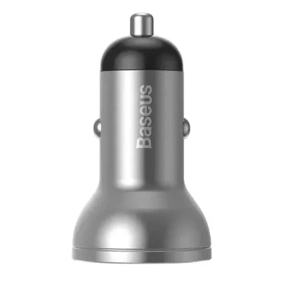 Ładowarka samochodowa Baseus z wyświetlaczem, 2x usb, 4,8a, 24w (srebrna)