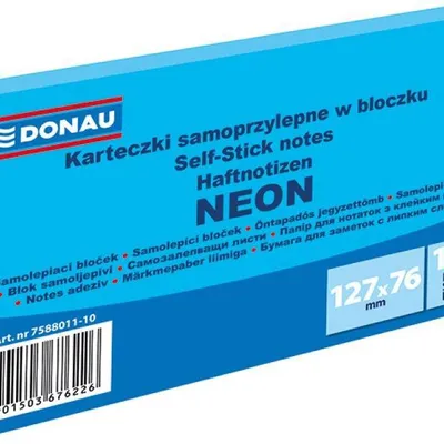Karteczki samoprzylepne 127x76mm DONAU neon niebieskie 100kart