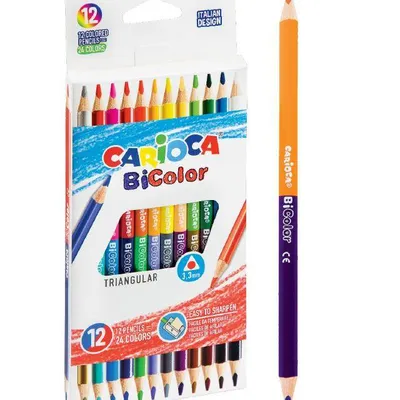 Kredki ołówkowe dwustronne trójkątne Carioca 42991 bicolor 160-2214 24kol 12szt