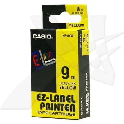 Casio oryginalny taśma do drukarek etykiet, Casio, xr-9yw1, czarny druk/żółty podkład, nielaminowany, 8m, 9mm