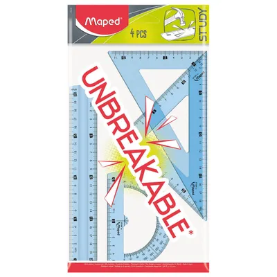 Zestaw MAPED study niełam. 4 elem. linijka 20cm, 2 ekierka, kątomierz