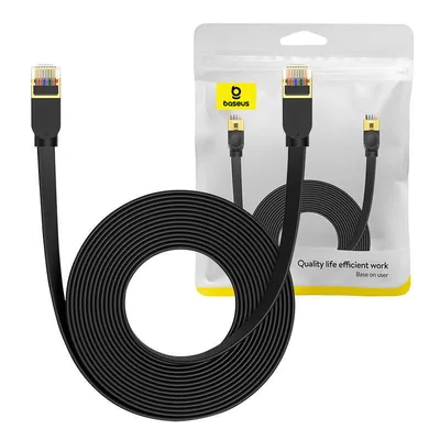 Płaski kabel sieciowy Baseus ethernet rj45, gigabit, cat.7, 8 m (czarny)