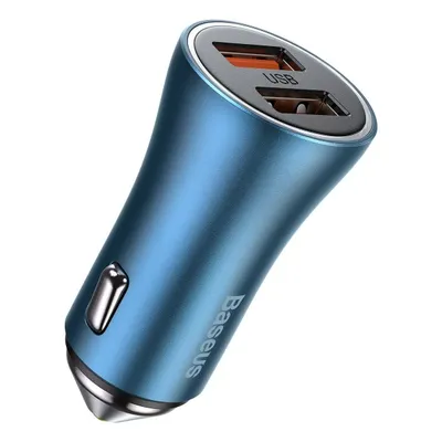 Ładowarka samochodowa Baseus golden contactor pro, 2x usb, 40w (niebieska)