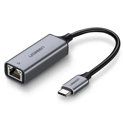 Adapter usb-c na rj45 UGREEN cm199 aluminiowy, gigabit ethernet (szary)