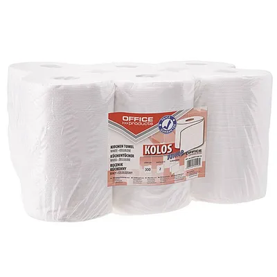 Ręcznik papierowy dwuwarstwowy celulozowy OFFICE PRODUCTS kolos junior biały 300 listków 60m 6szt.