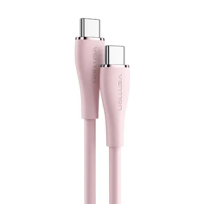 Kabel usb-c 2.0 do usb-c Vention tawpf 1m, pd 100w, różowy silikonowy