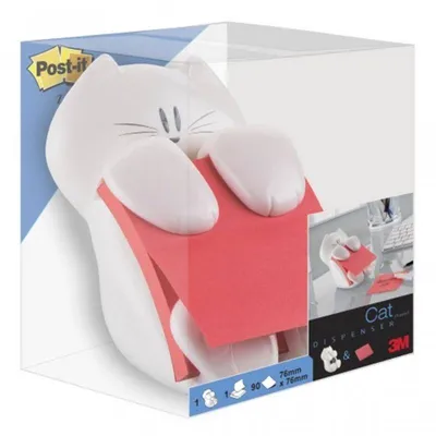 Podajnik do karteczek samoprzylepnych 3M post-it® kotek cat-330 biały + bloczek super sticky z-notes