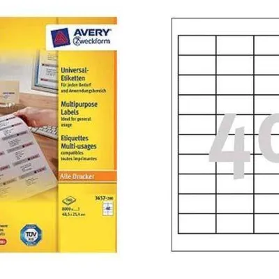 Etykiety samoprzylepne 48.5x25.4mm uniwersalne trwałe 3657 białe 100ark*40szt
