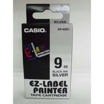 Casio oryginalny taśma do drukarek etykiet, Casio, xr-9sr1, czarny druk/srebrny podkład, nielaminowany, 8m, 9mm