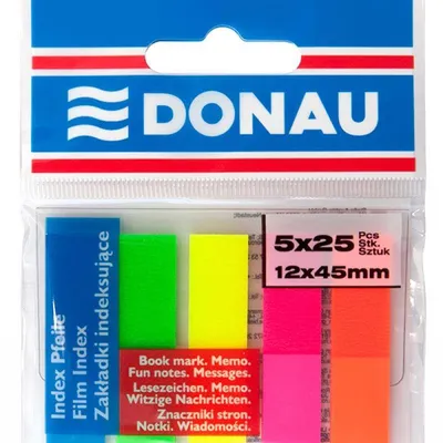 Zakładki indeksujące foliowe 12x45mm DONAU mix kolorów 5x25 szt