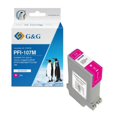 G&g kompatybilny ink / tusz z pfi107m, magenta, 130ml, nc-00107m, 6707b001, dla canon ipf-680, 685, 780, 785