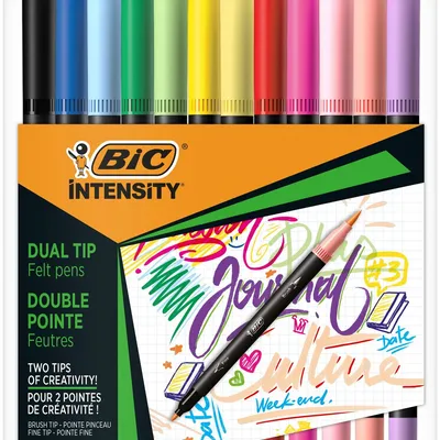 Pisaki dwustronne BIC intensity dual tip pastel 503847 mix*12