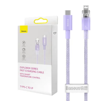 Kabel szybko ładujący Baseus usb-c do lightning explorer series 2m, 20w (fioletowy)