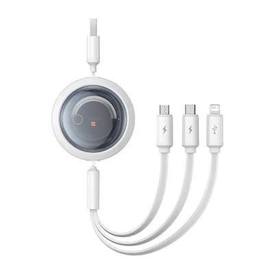Kabel usb 3w1 Baseus free2draw usb do micro usb+lightning+usb-c, 3.5a, 1.1m (biały)