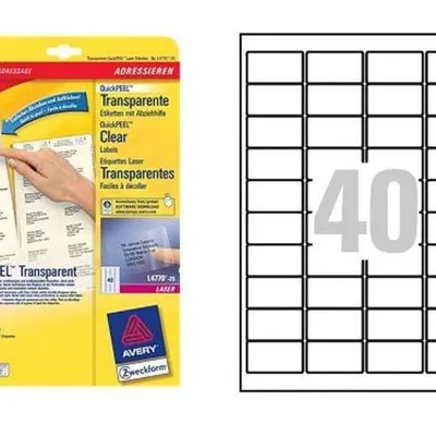 Etykiety samoprzylepne 45.7x25.4mm do adresowania l4770-25 przezroczyste 25ark*40szt
