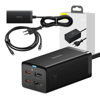 Ładowarka sieciowa Baseus gan5 pro 2xusb-c + usb + hdmi, 67w (czarna)
