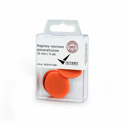 Magnesy 32mm VICTORY OFFICE PRODUCTS 5032km4-065 neonowe pomarańczowe 4szt