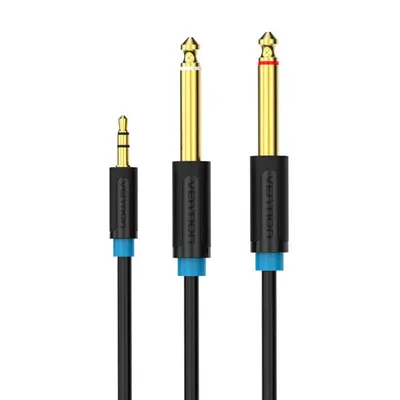 Kabel audio 3,5mm trs do 2x 6,35mm Vention bacbg 1,5m czarny