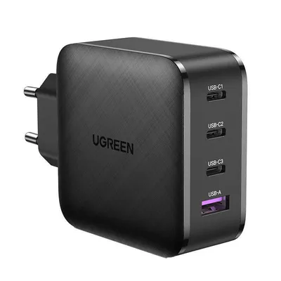 Ładowarka sieciowa UGREEN cd224, 3x usb-c, 1x usb, power delivery 3.0, gan, 65w (czarny)